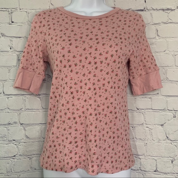 Pink Roses Waffle Knit Blouse - Picture 1 of 6